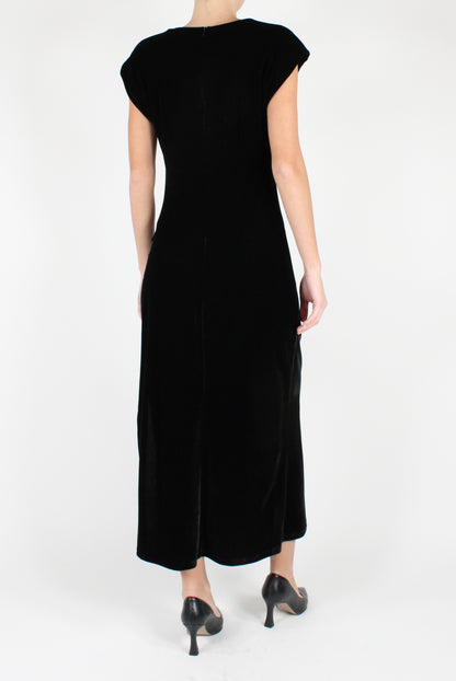 Long Velvet Dress with Drape