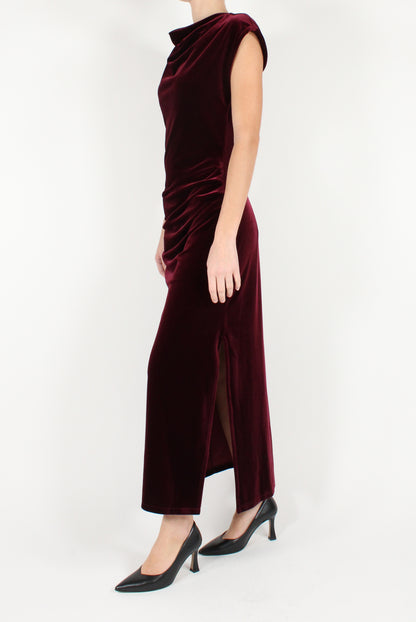 Long Velvet Dress with Drape