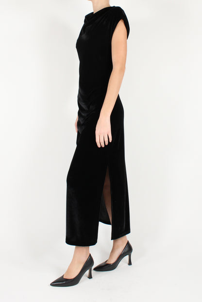 Long Velvet Dress with Drape