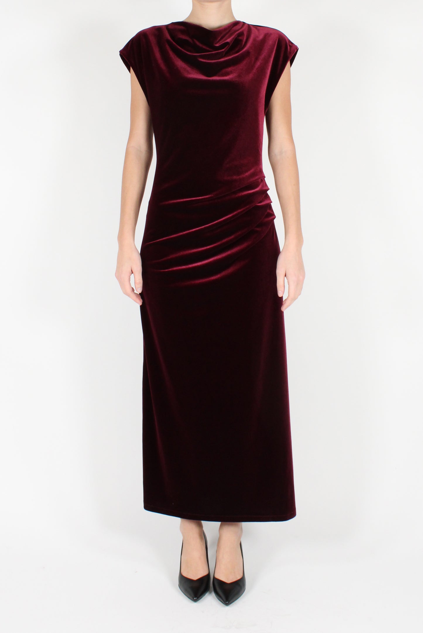 Long Velvet Dress with Drape