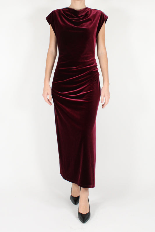 Long Velvet Dress with Drape