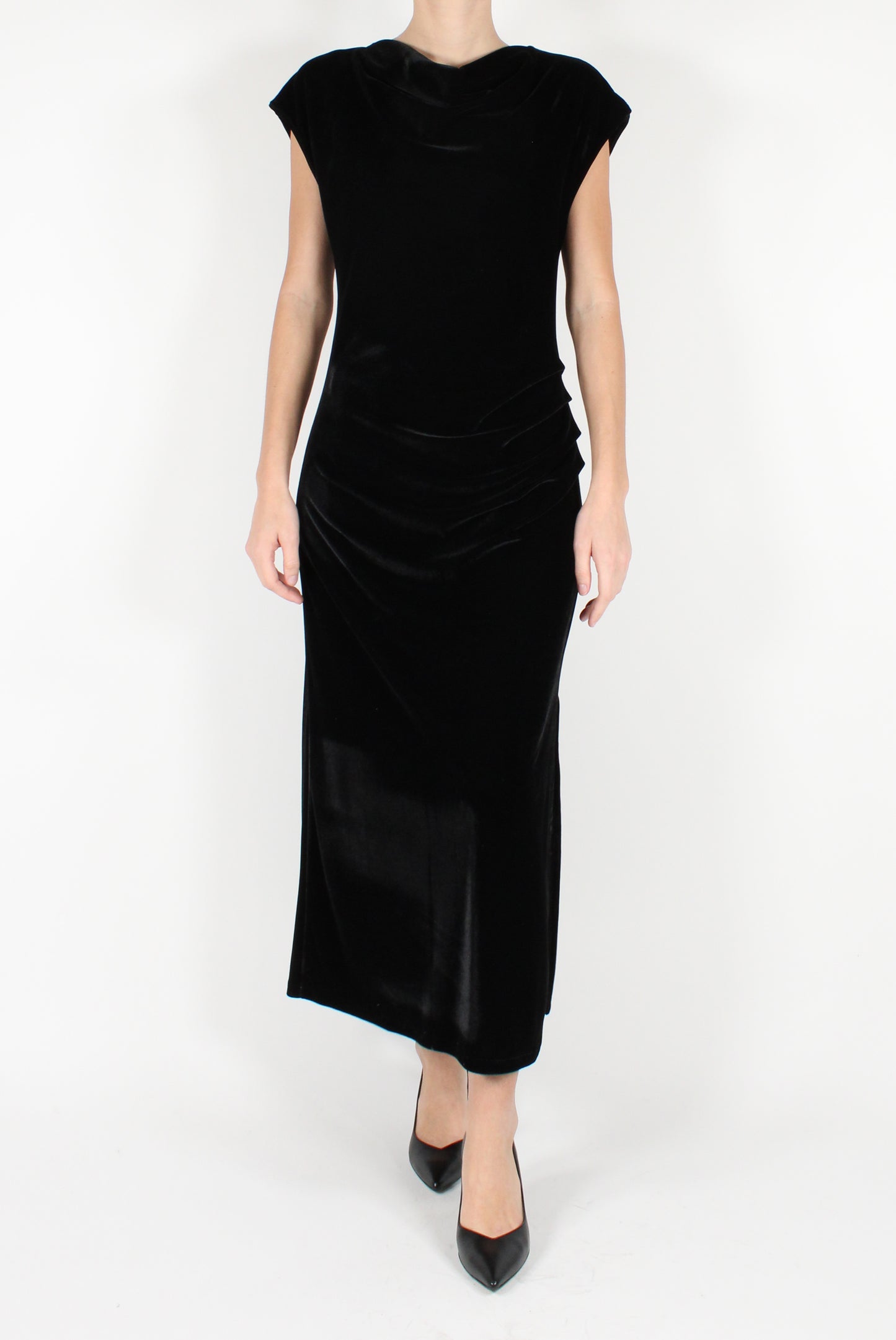 Long Velvet Dress with Drape