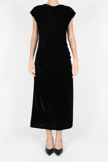 Long Velvet Dress with Drape