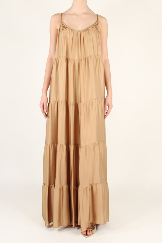 Long Dress with Viscose Ruffles