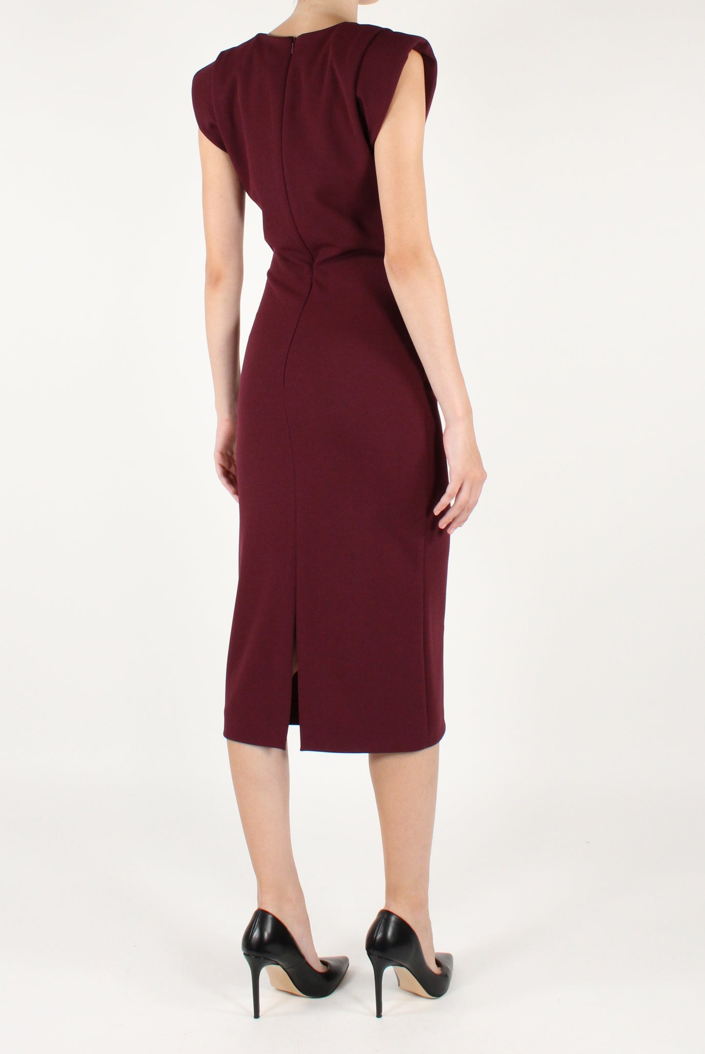 Draped Midi Dress with Brooches