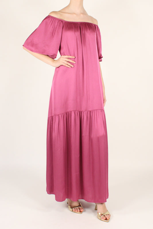Long Viscose Dress with Shiffer Neckline