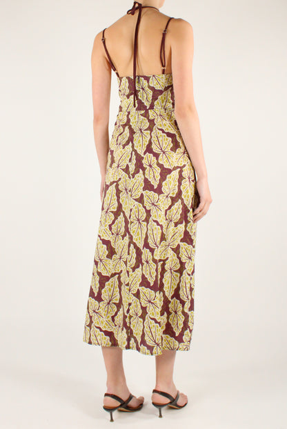 Botanical Print Cotton Midi Dress