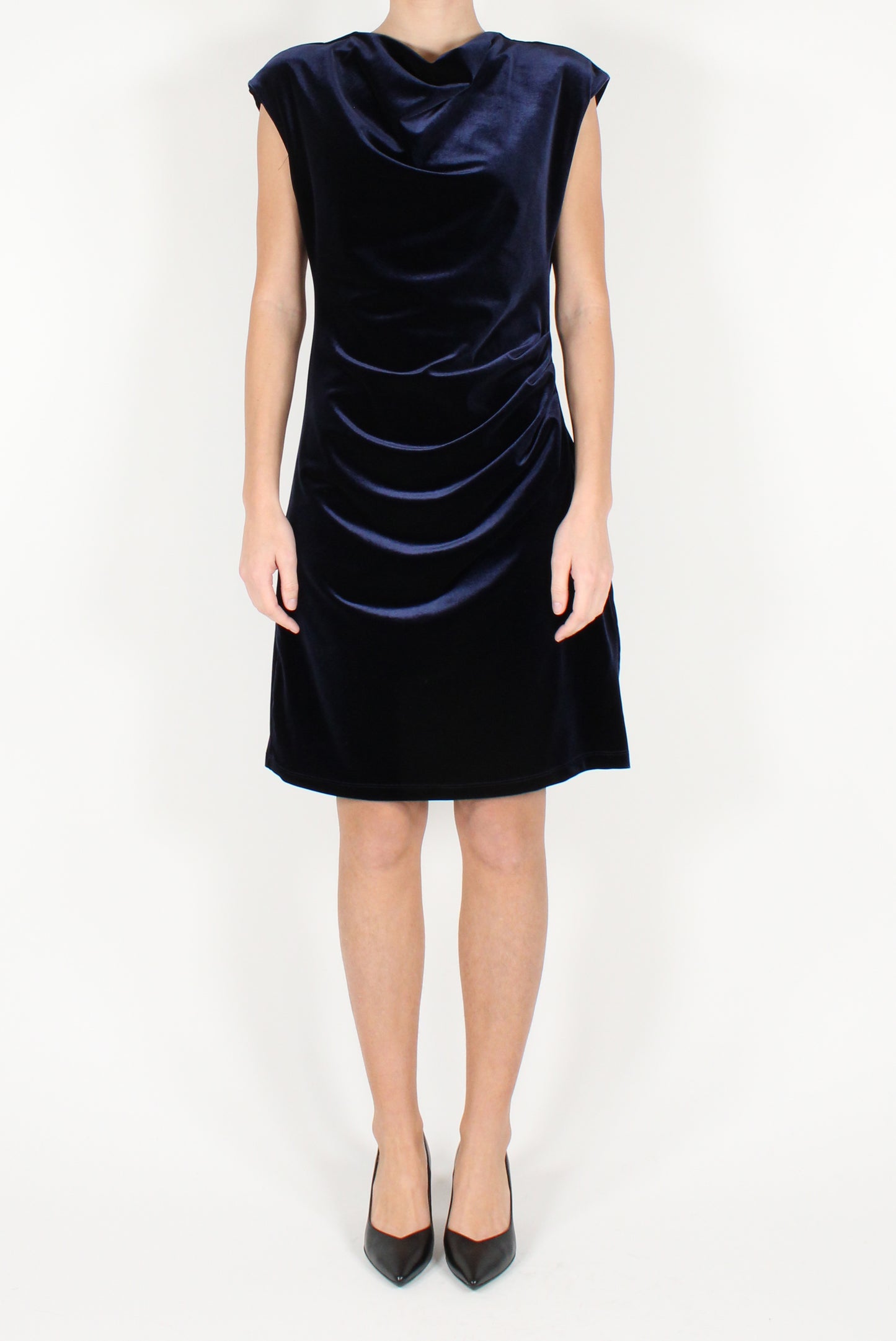 Short Velvet Dress with Drape
