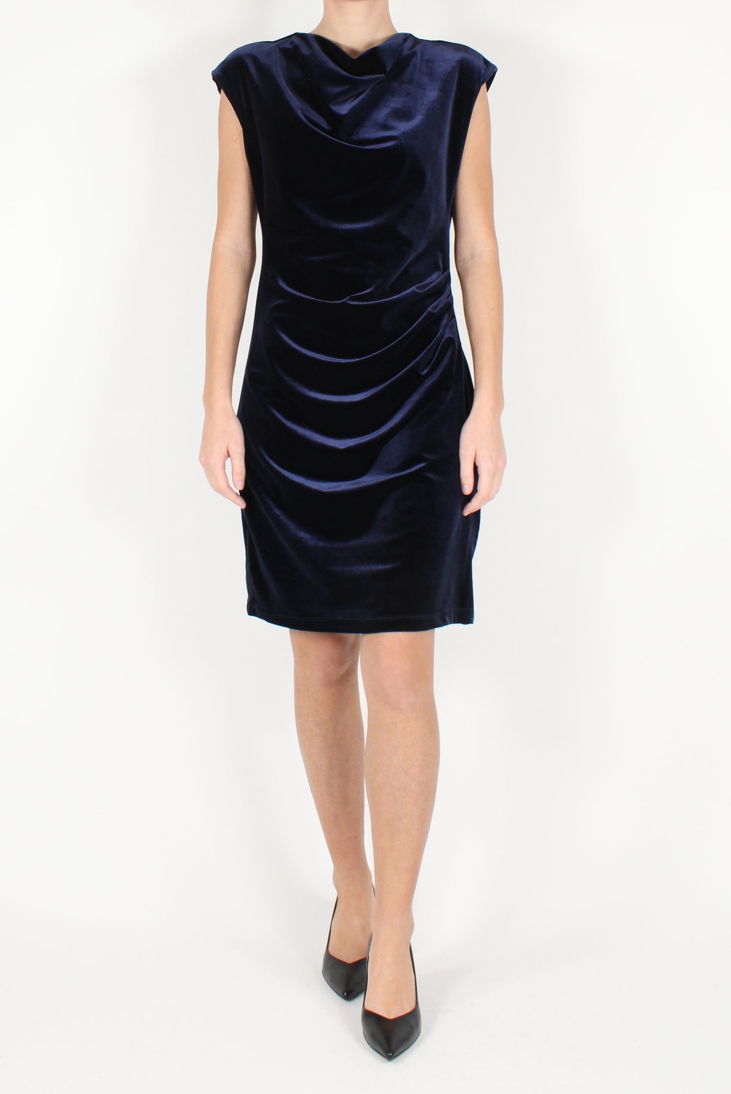 Short Velvet Dress with Drape
