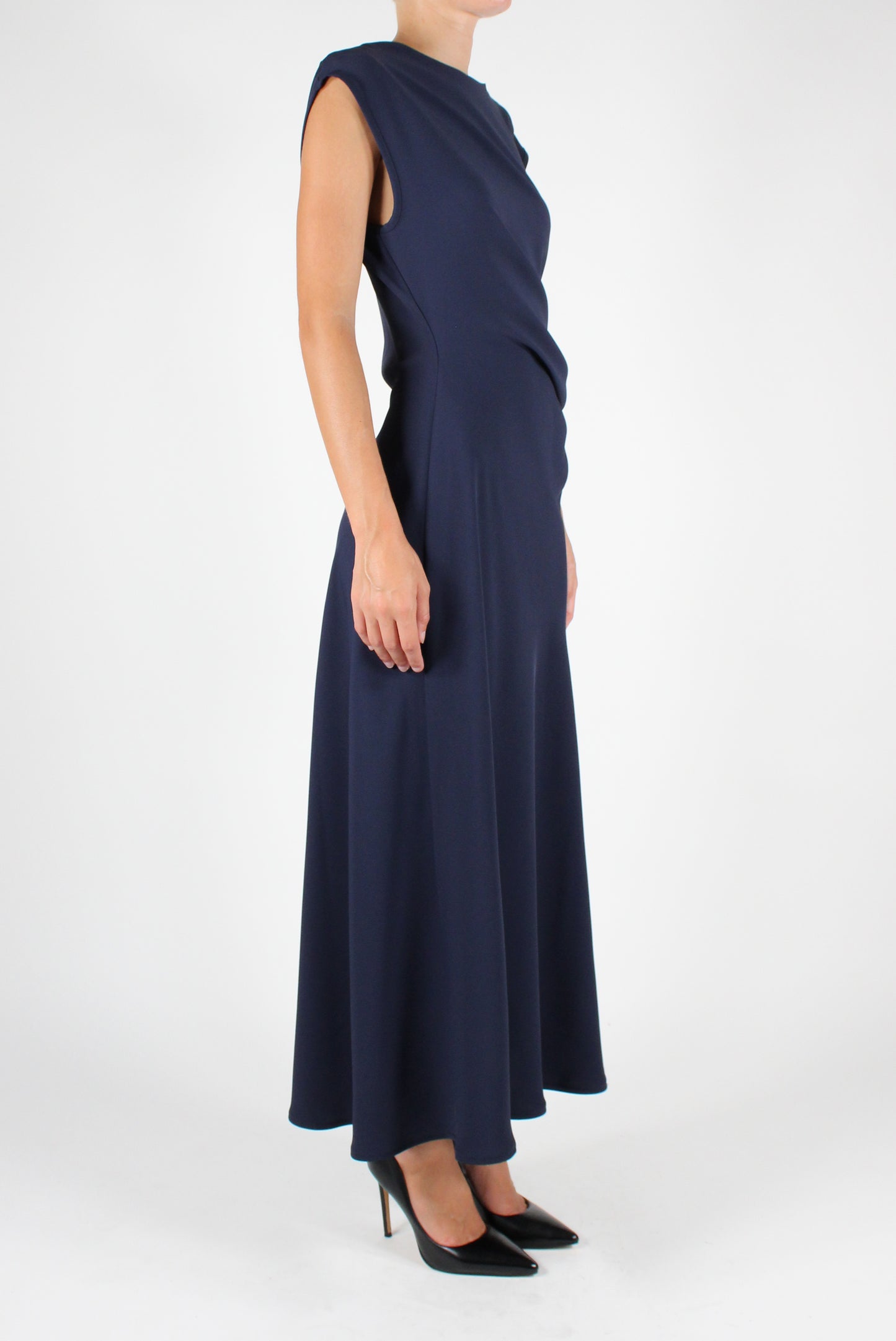 Long Flared Sleeveless Dress