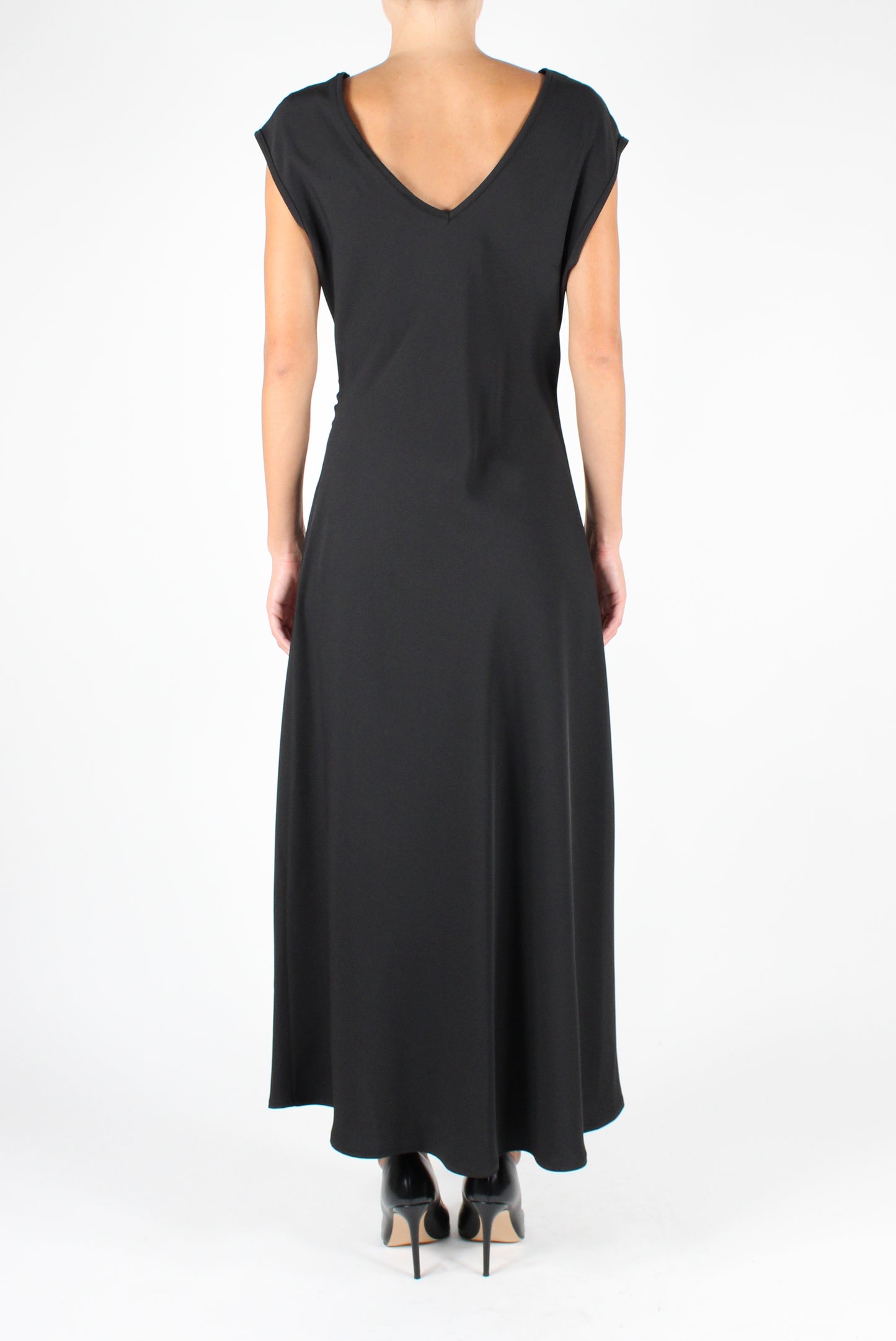 Long Flared Sleeveless Dress