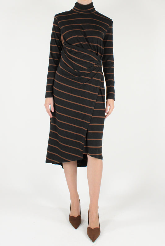 Abito Midi Asimmetrico a Righe