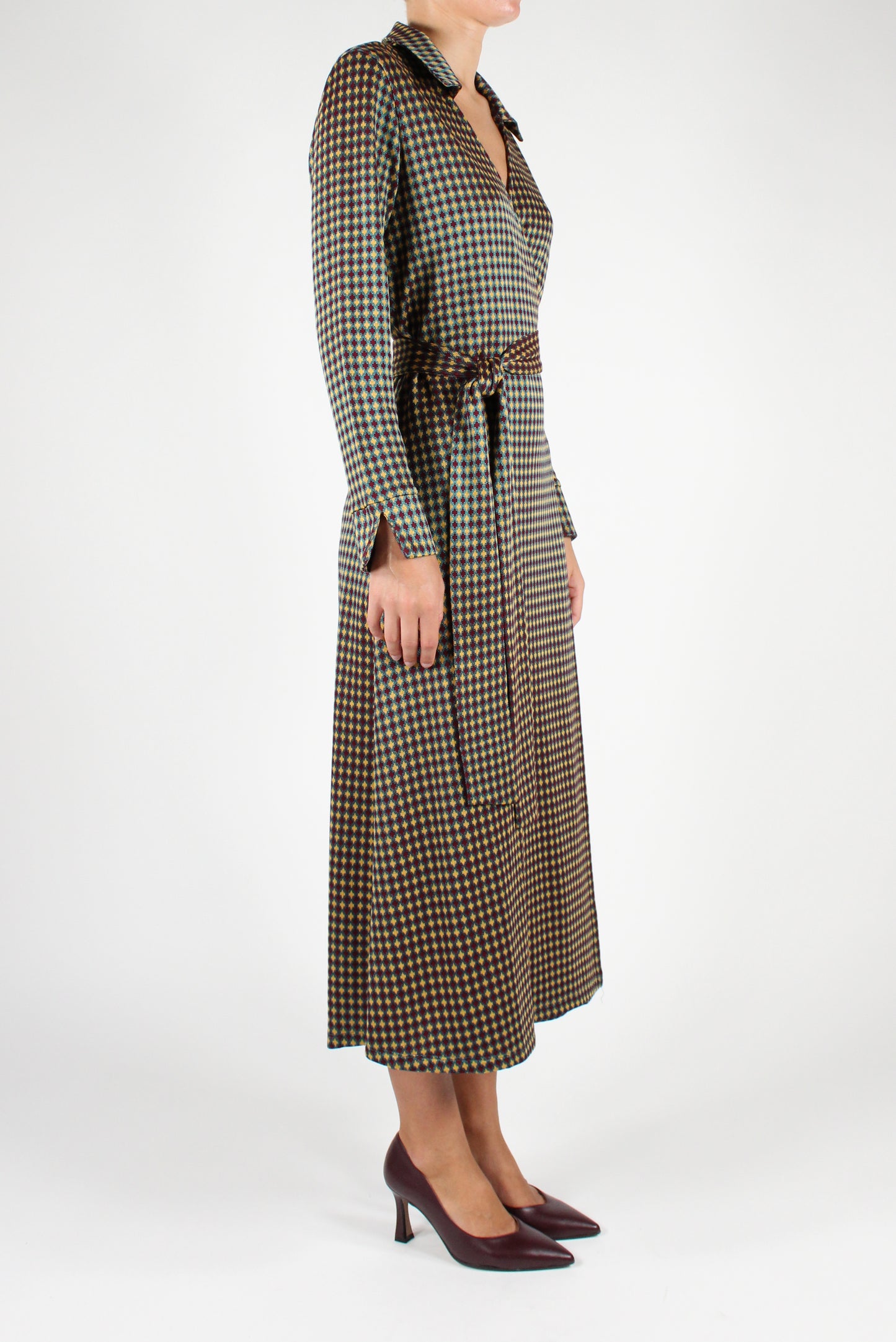 Geometric Pattern Wrap Dress