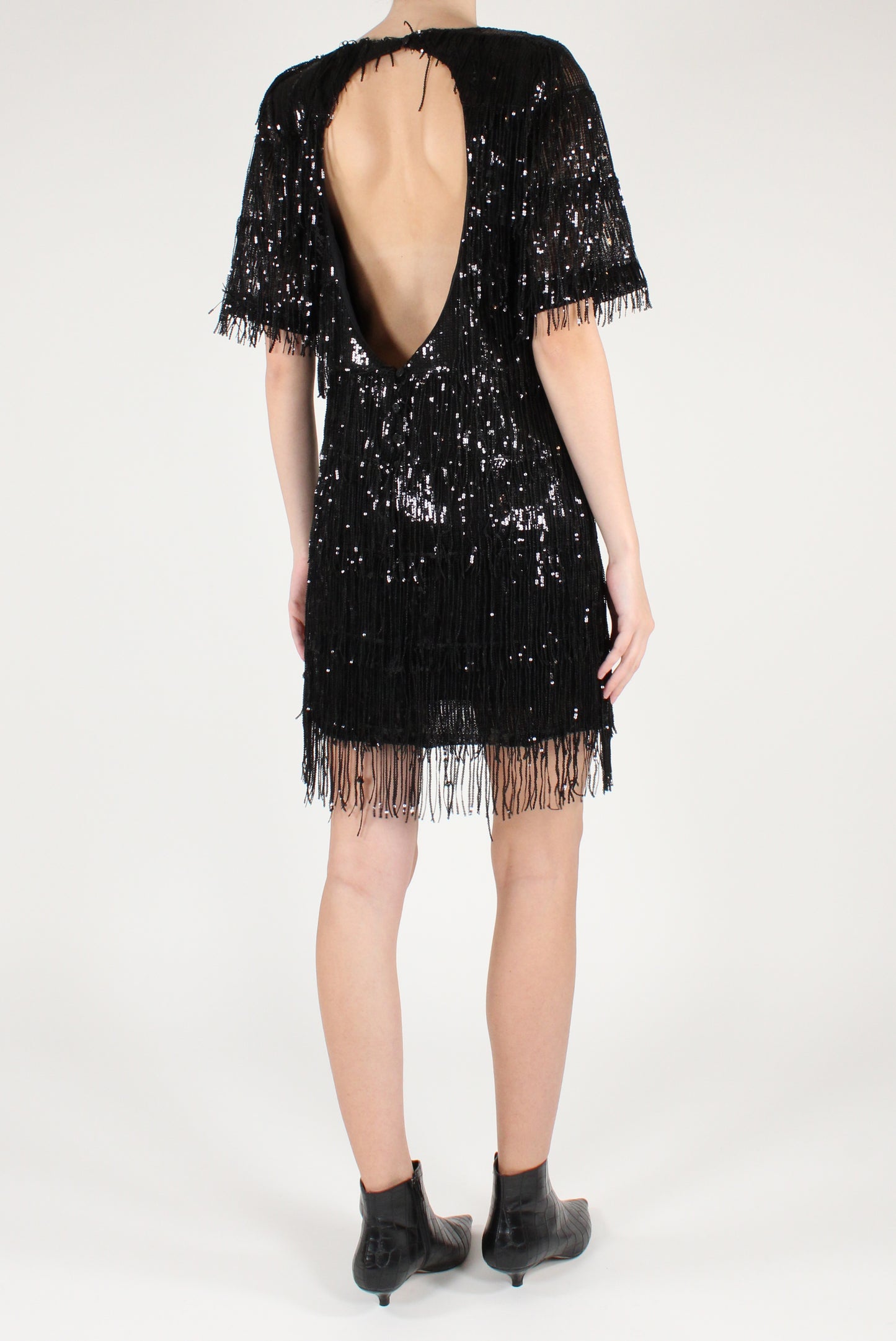 Short Dress with Sequin Fringe