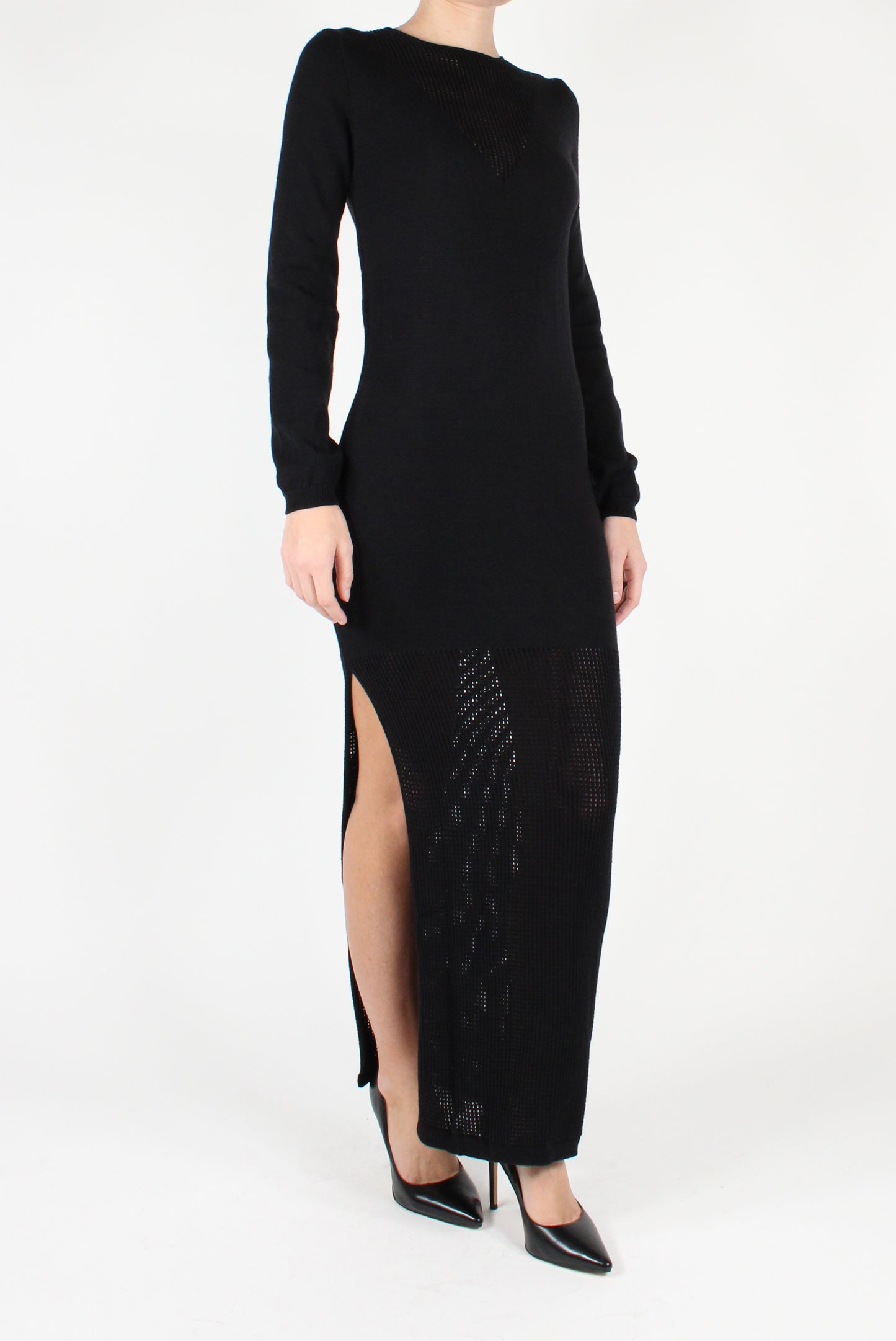 Long Knit Dress with Slit