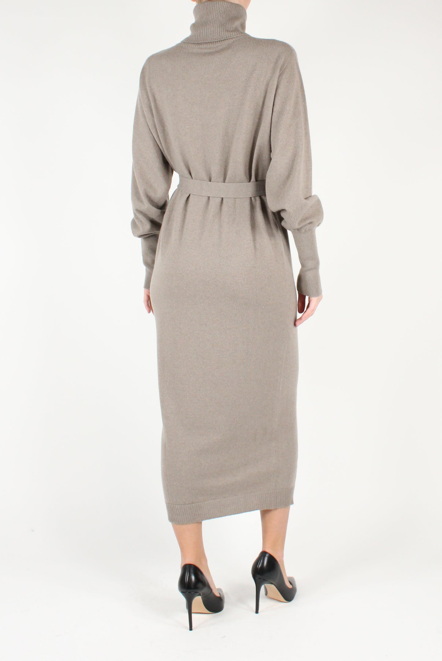 Long Knit Dress with Belt