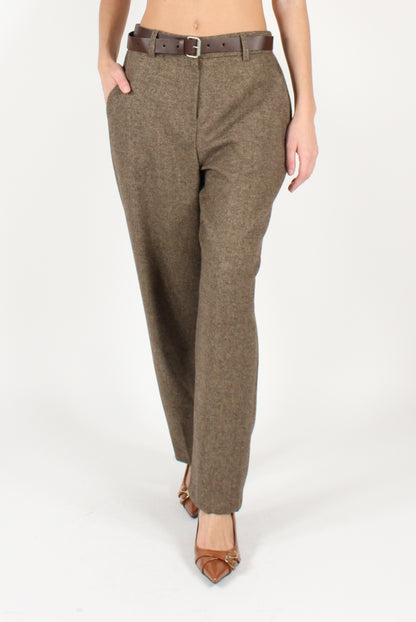 Balloon Trousers in Herringbone Fabric with Belt