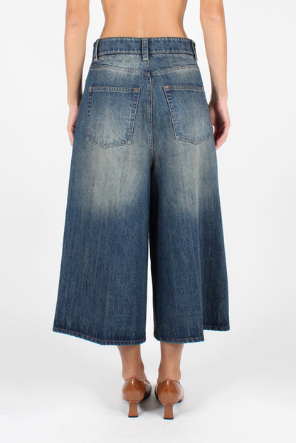 Bermuda shorts in faded effect denim