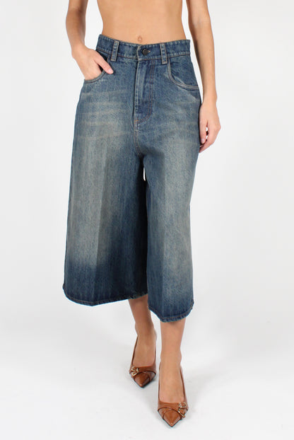 Bermuda shorts in faded effect denim