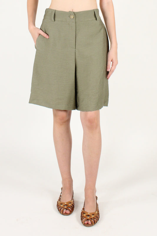 Bermuda Shorts in Viscose and Linen Blend
