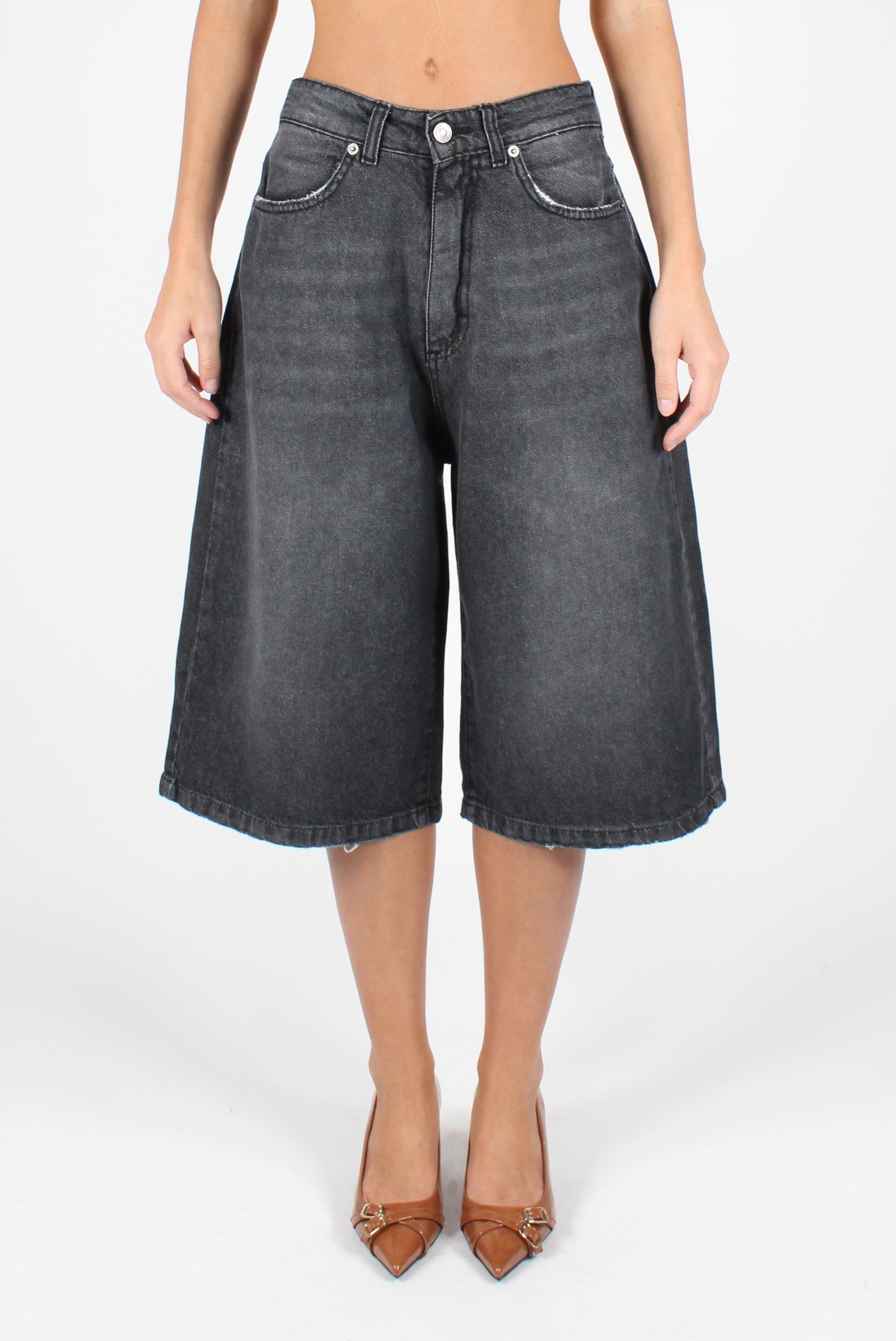 Denim Bermuda Shorts with Pockets