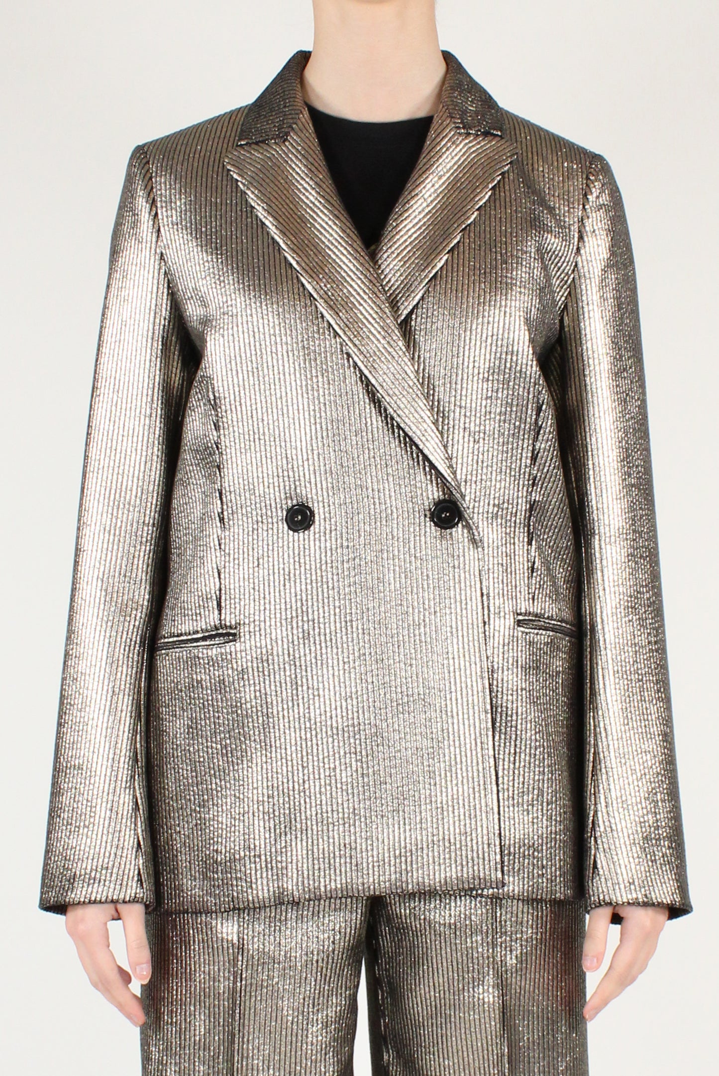 Blazer in Velluto a Coste Metallizzato