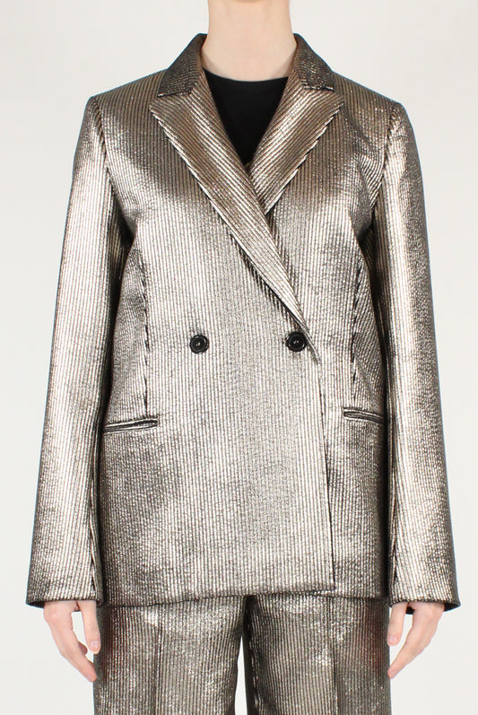 Blazer in Velluto a Coste Metallizzato
