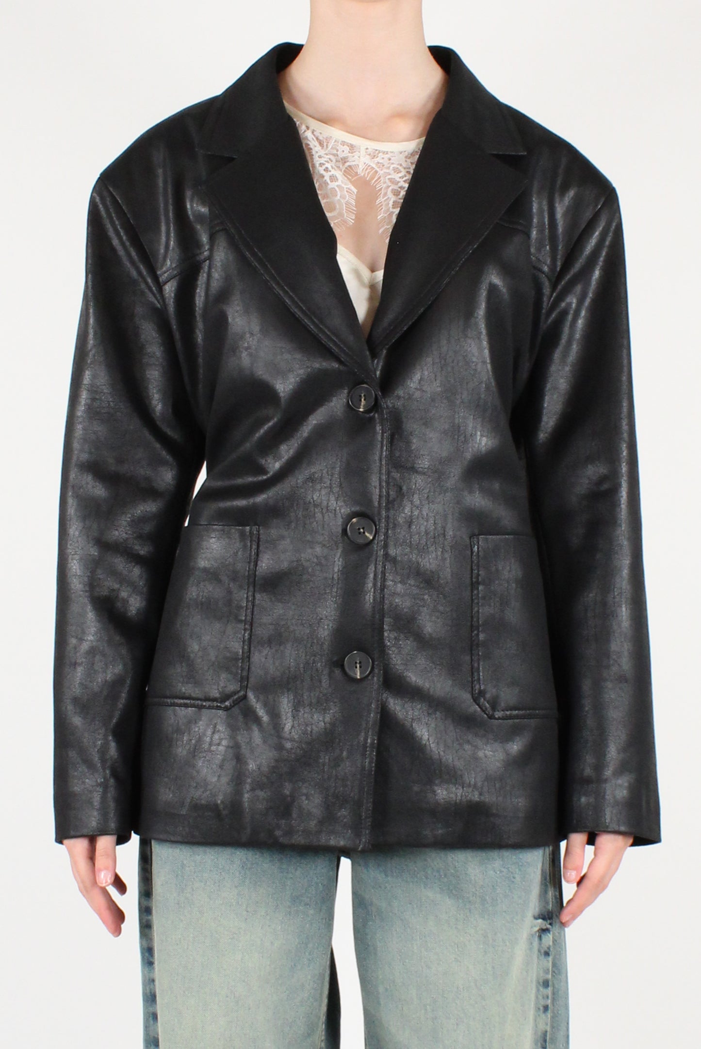 Blazer in Ecopelle con Cintura