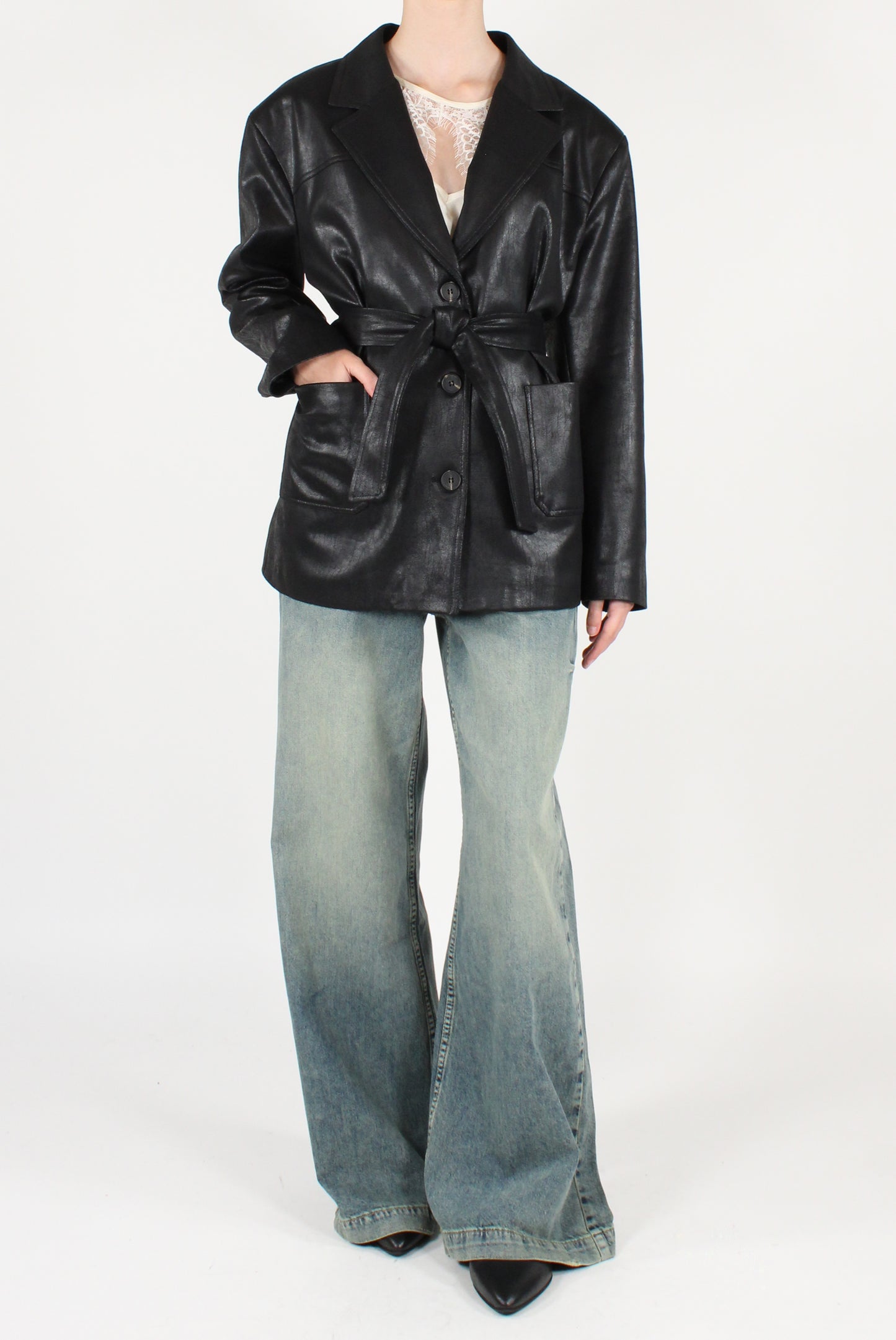 Blazer in Ecopelle con Cintura