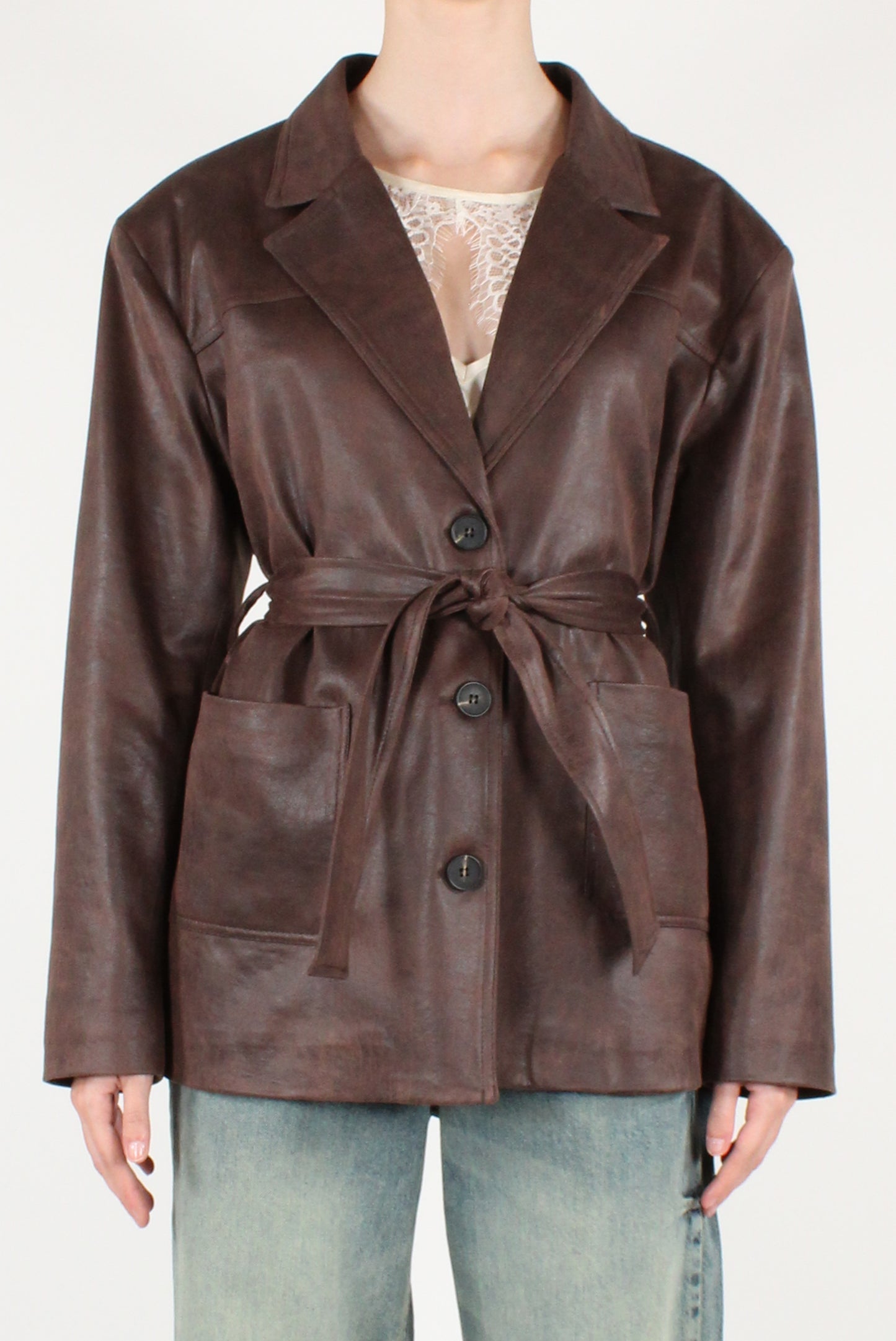 Blazer in Ecopelle con Cintura