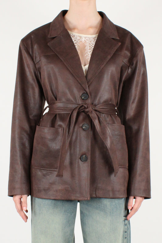 Blazer in Ecopelle con Cintura