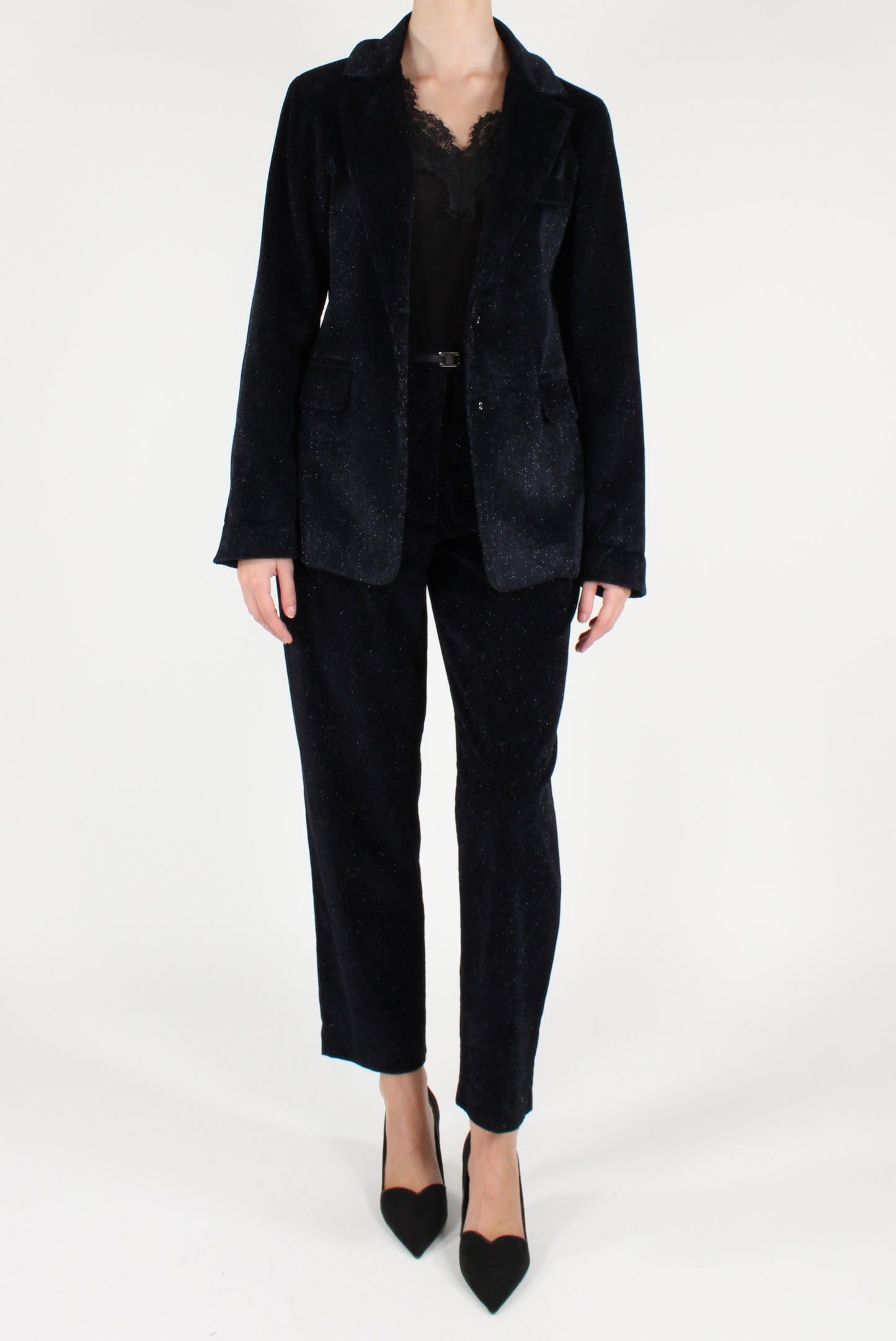 Blazer in Velluto a Coste con Lurex