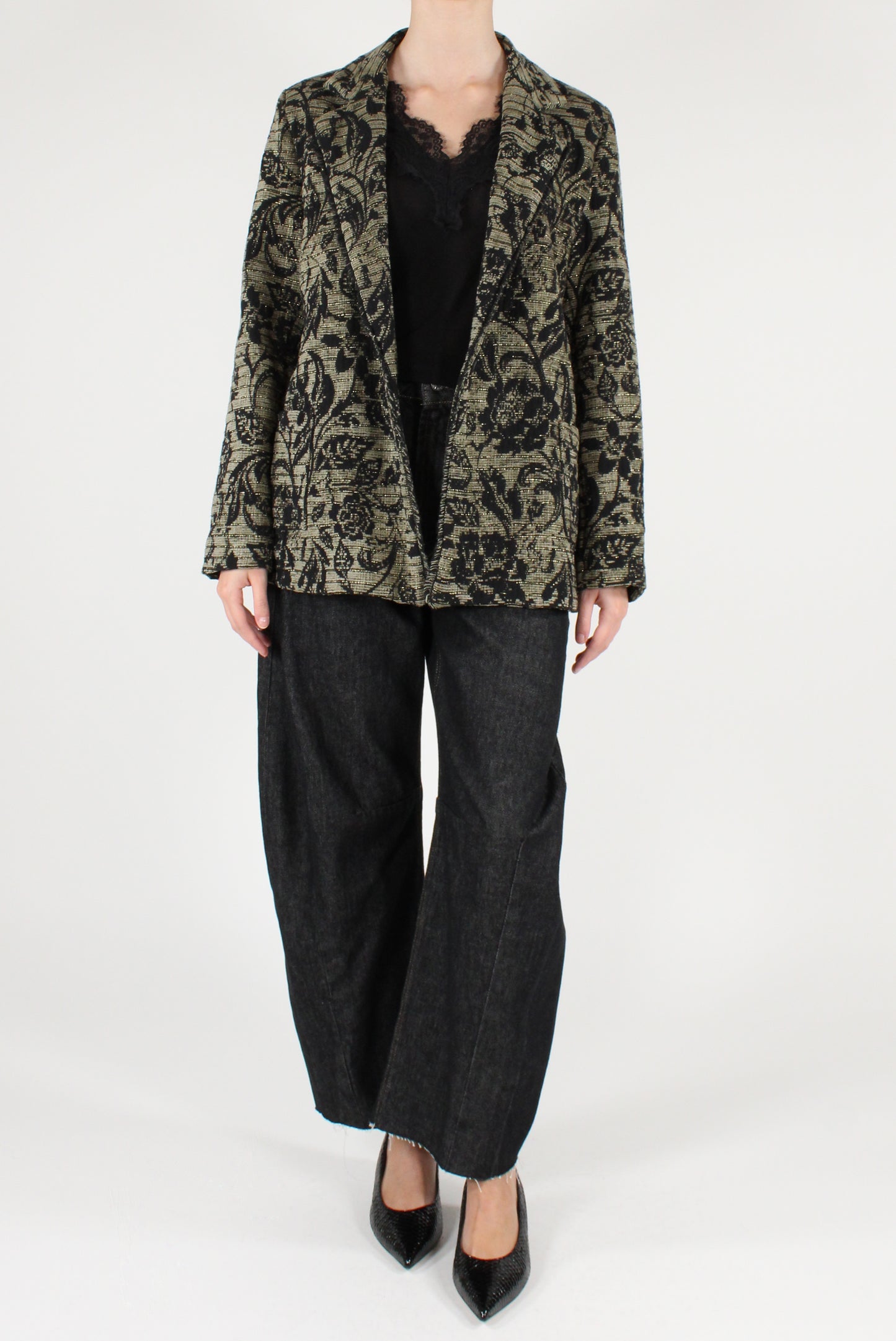 Blazer Fantasia Floreale con Lurex