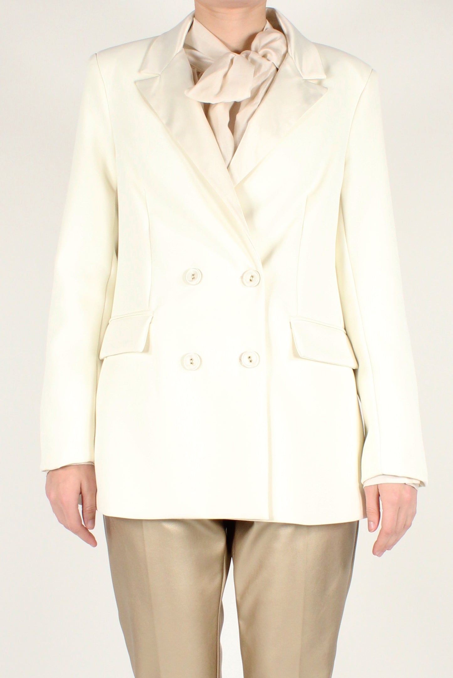 Double-breasted blazer with double fabric lapels