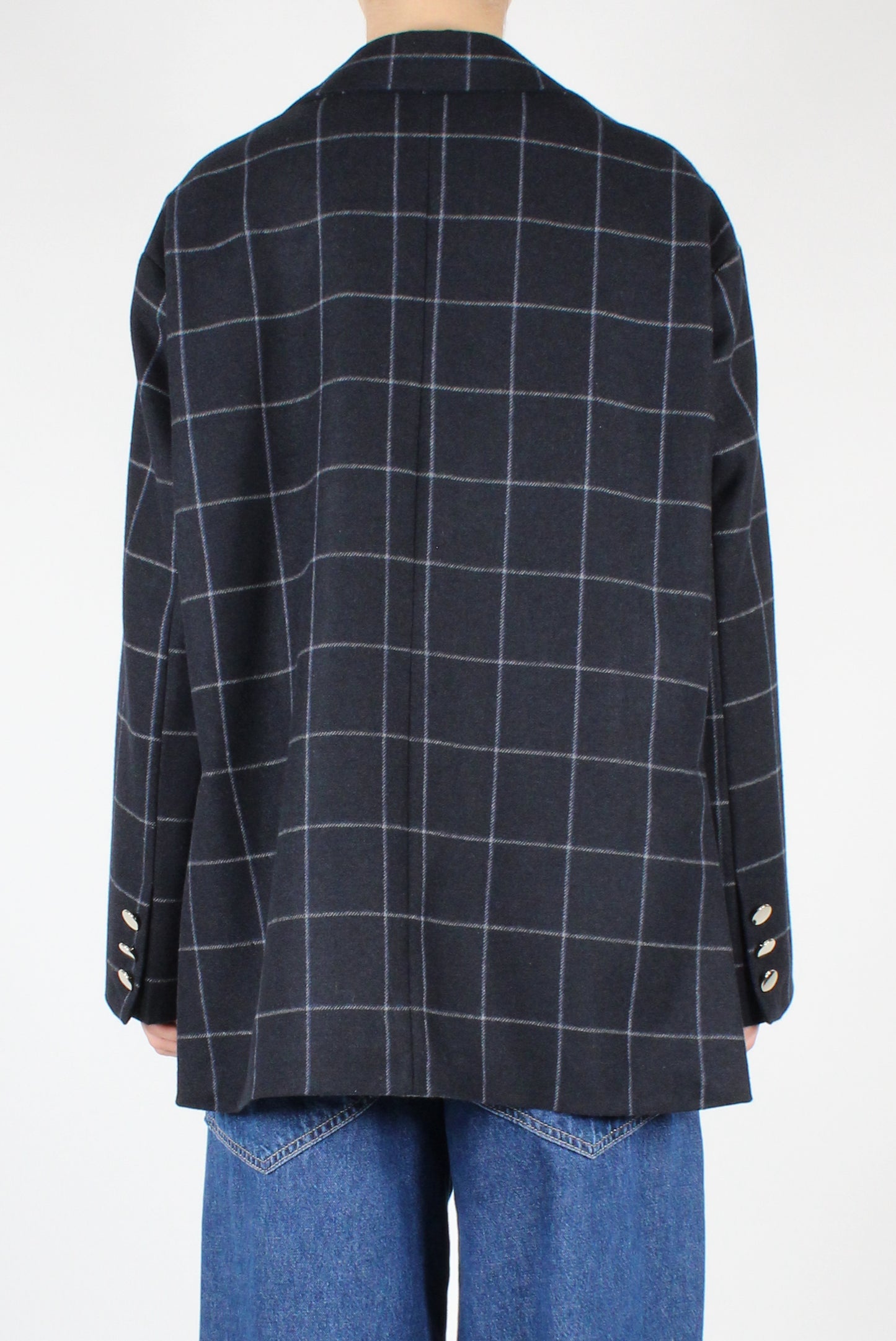 Oversized Checked Blazer with Pins