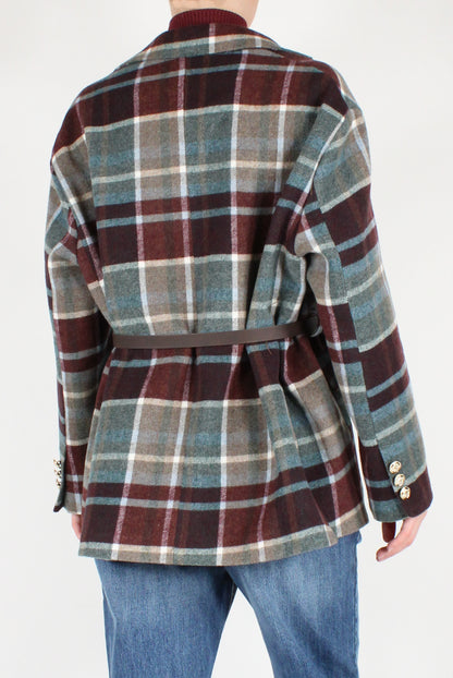 Tartan Jacket with Belt and Pins