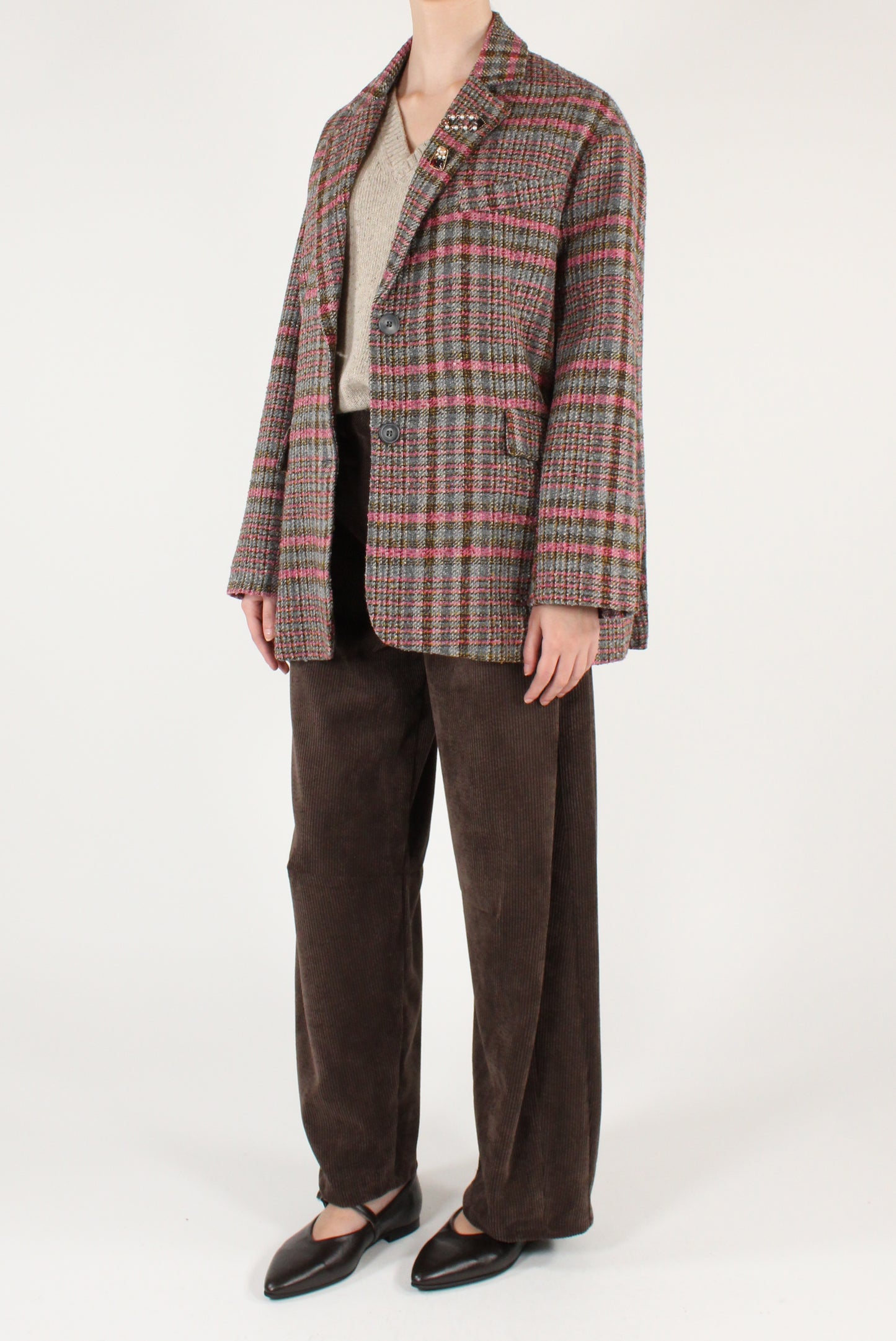 Blazer Over in Tartan Multicolore