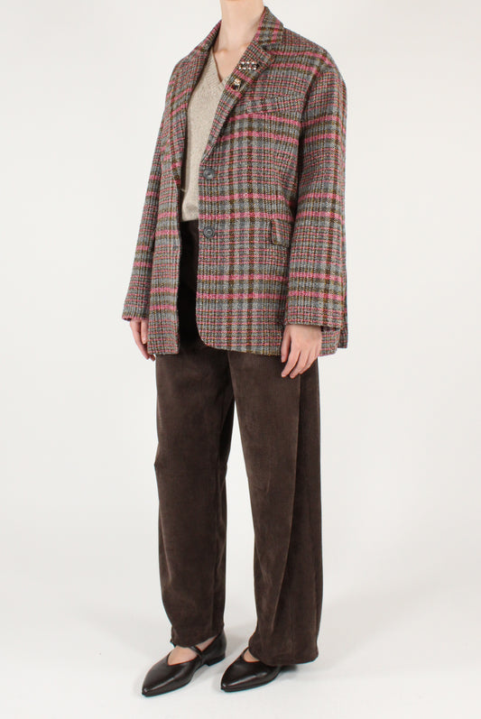 Blazer Over in Tartan Multicolore