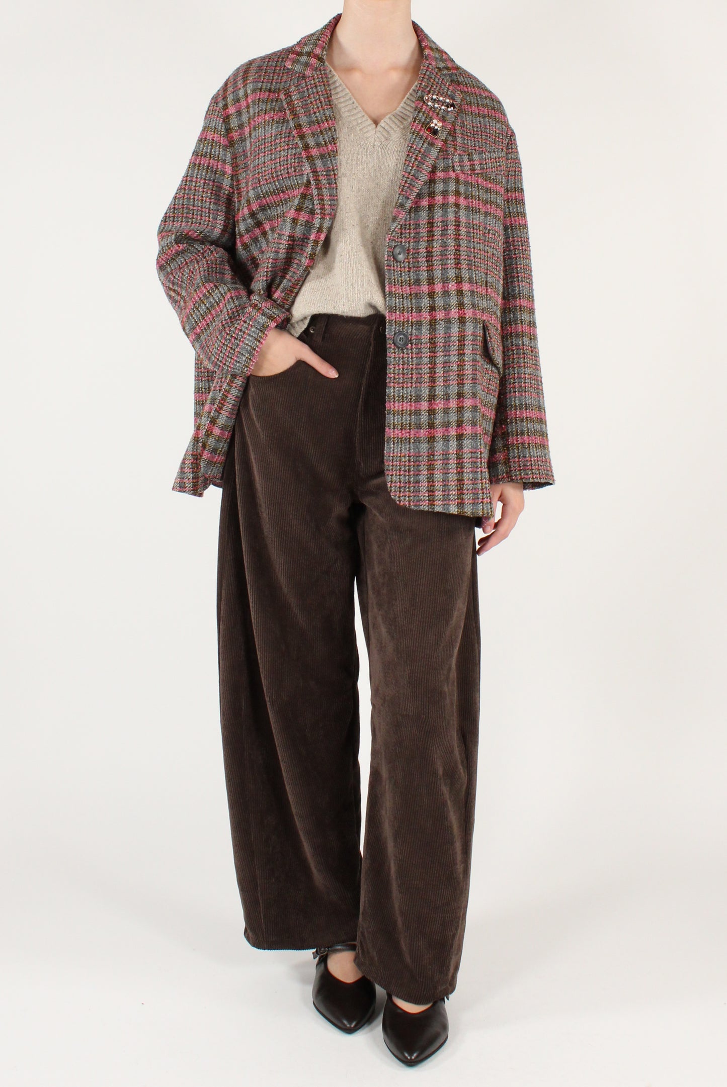 Blazer Over in Tartan Multicolore