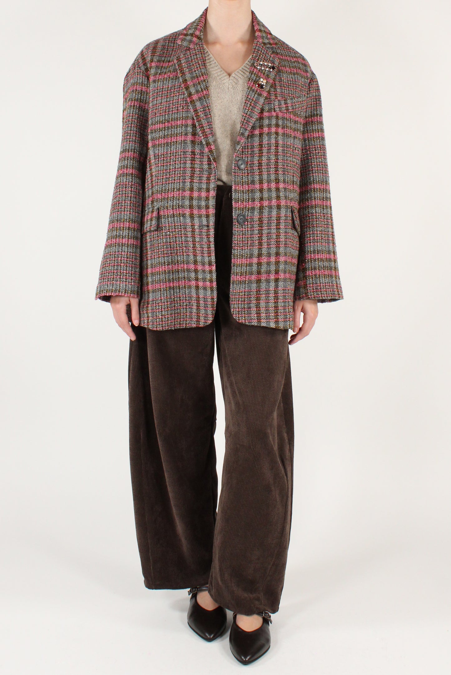 Blazer Over in Tartan Multicolore