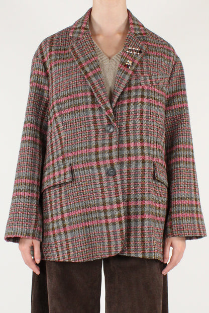 Blazer Over in Tartan Multicolore