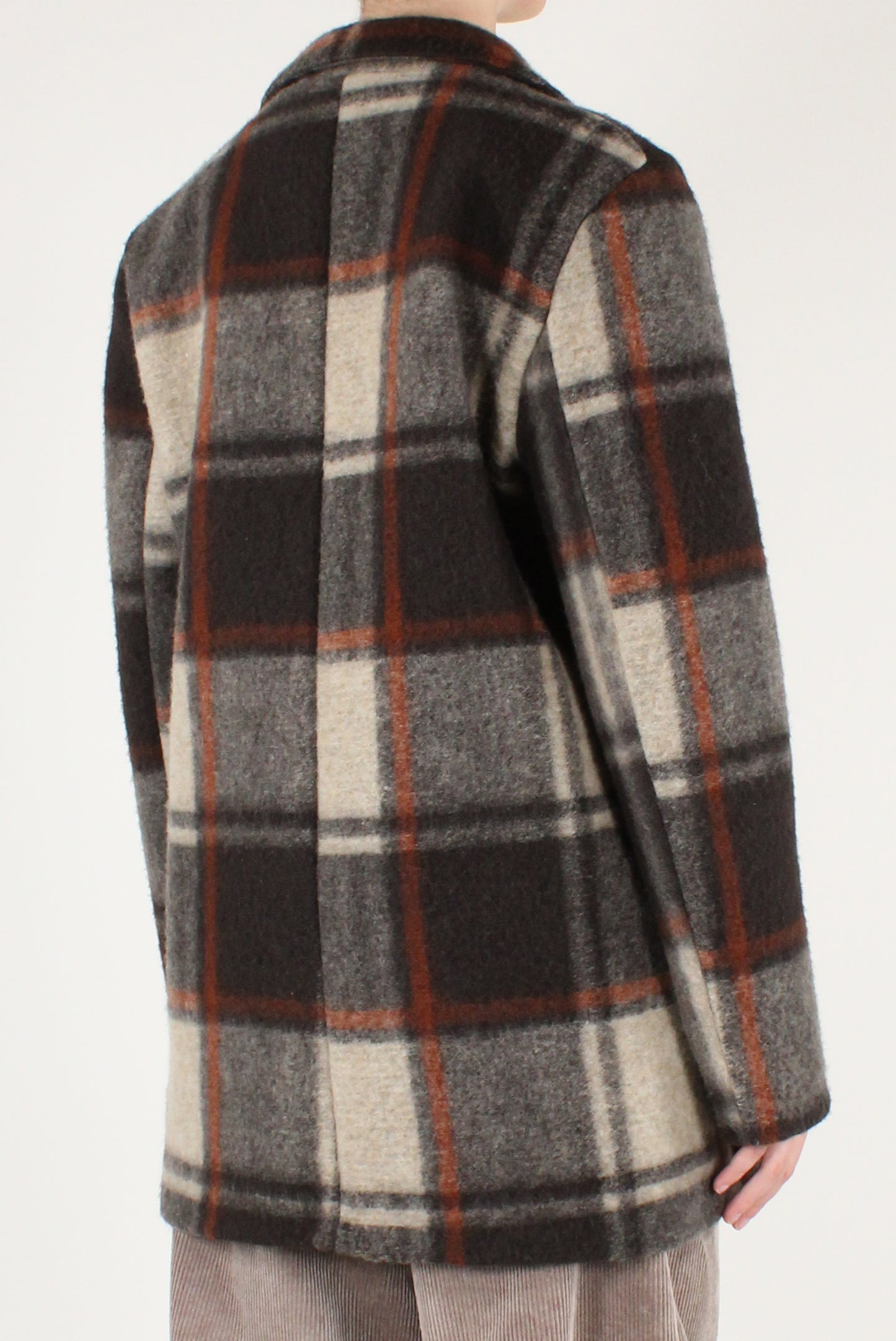 Blazer Over Lungo Stampa Tartan