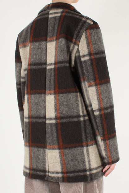 Blazer Over Lungo Stampa Tartan