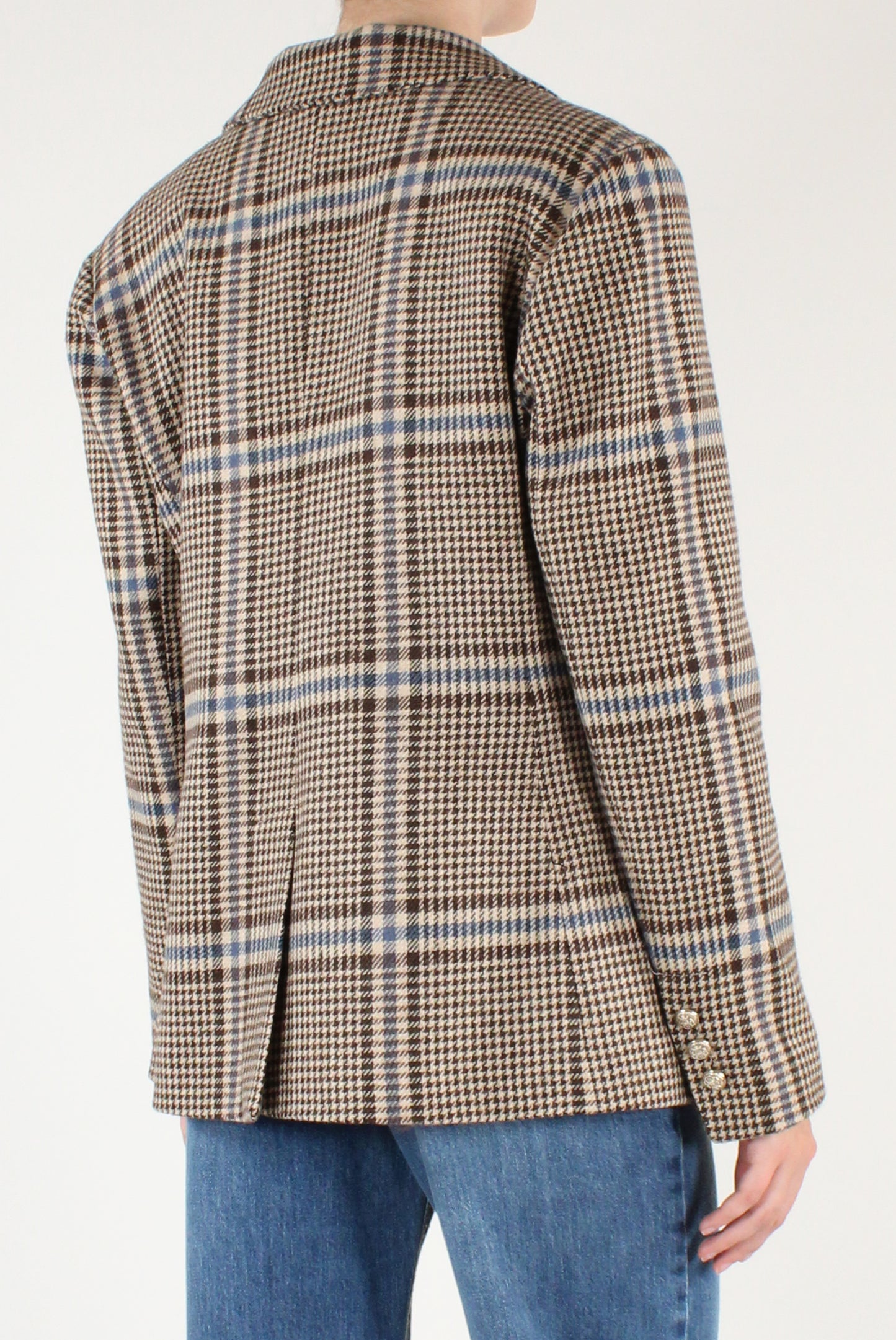 Blazer Fantasia Pied de Poule con Spilla