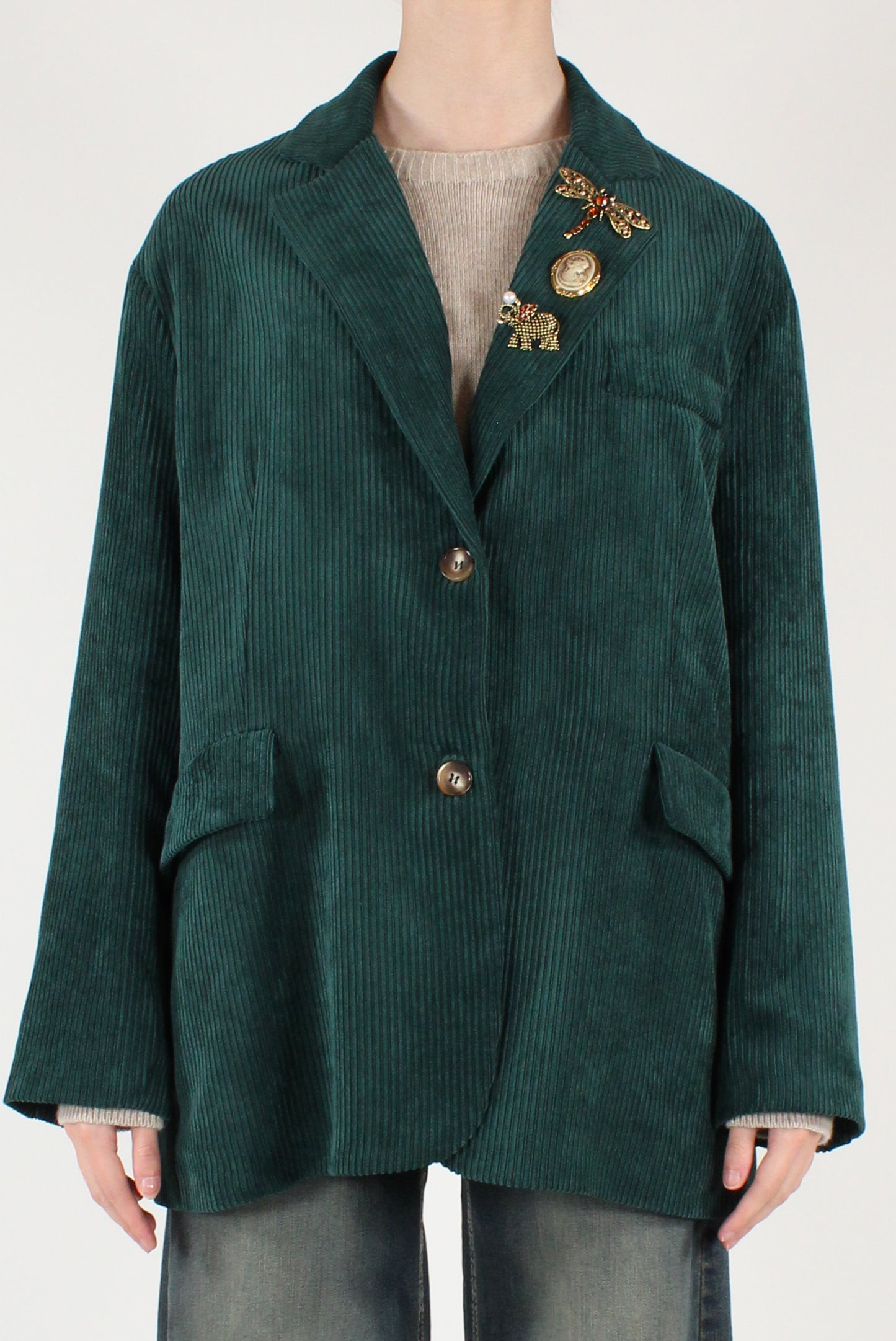 Giacca in Velluto a Coste con Spille