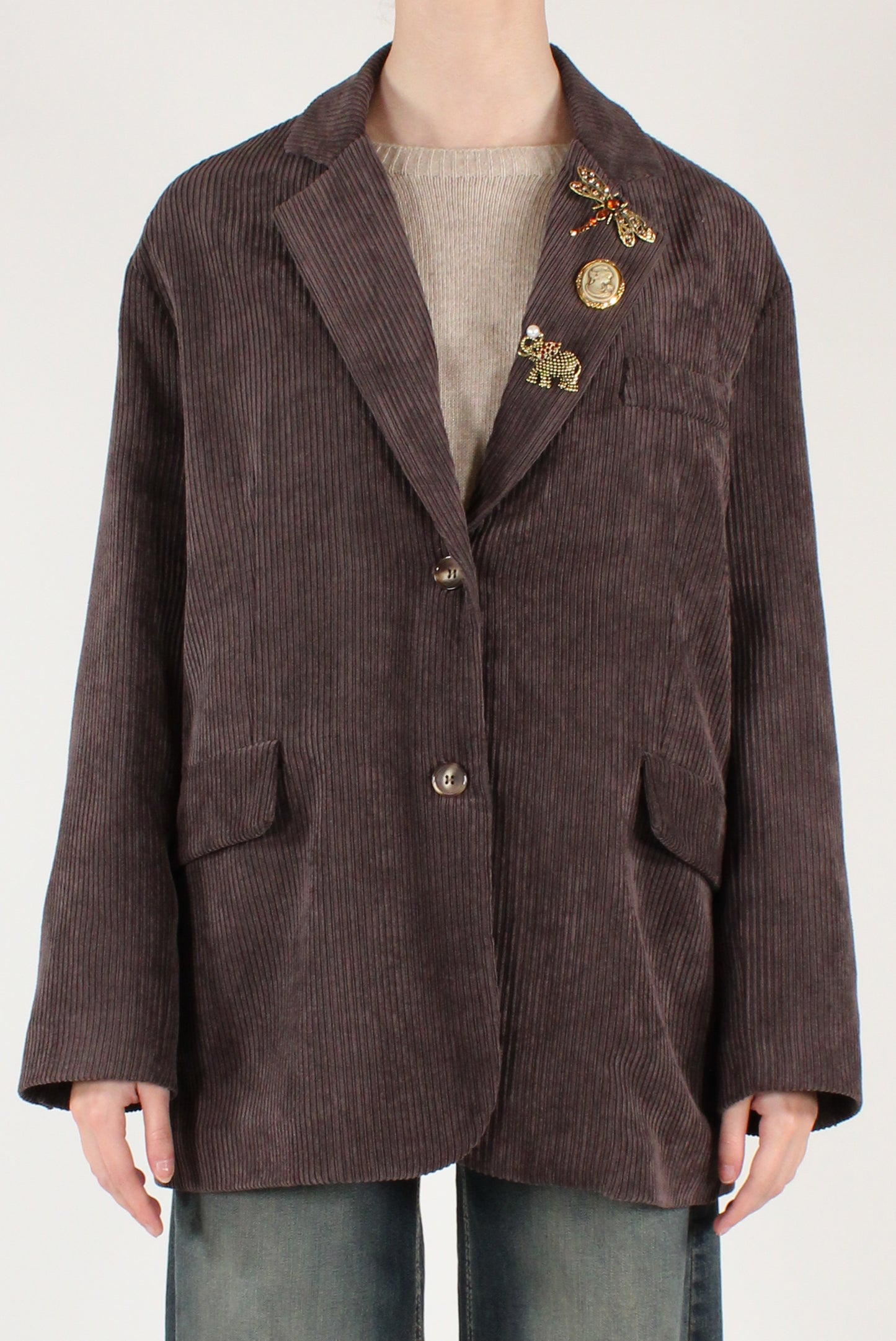 Giacca in Velluto a Coste con Spille