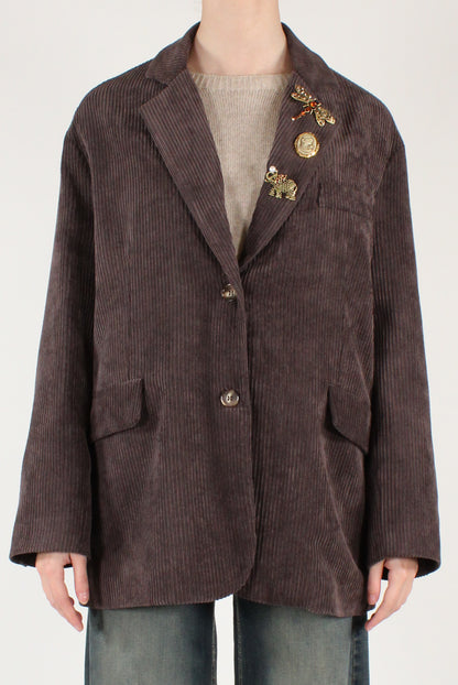 Giacca in Velluto a Coste con Spille