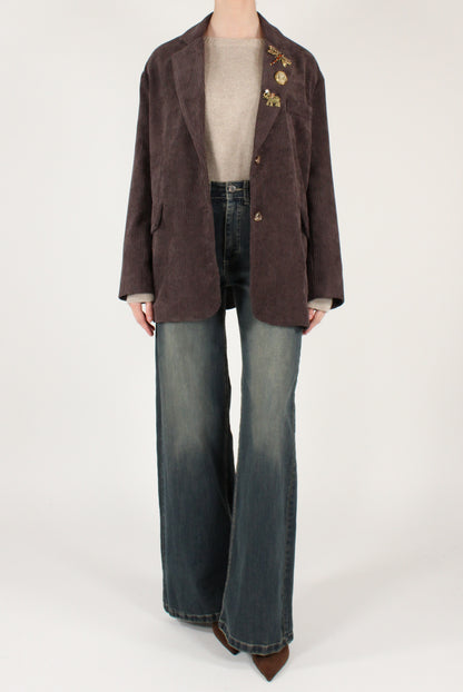 Giacca in Velluto a Coste con Spille