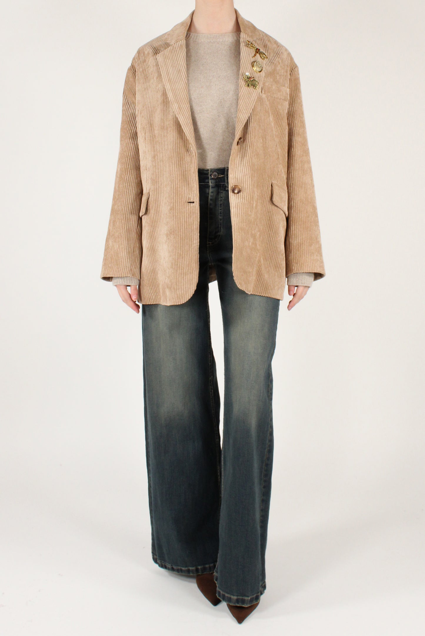 Giacca in Velluto a Coste con Spille