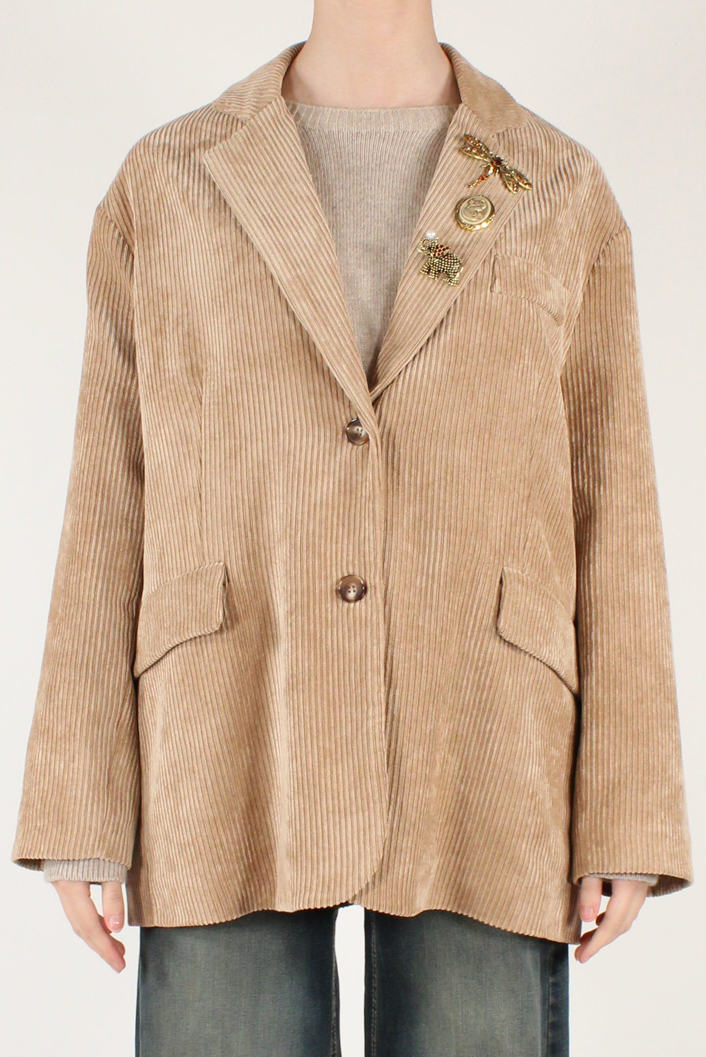 Giacca in Velluto a Coste con Spille